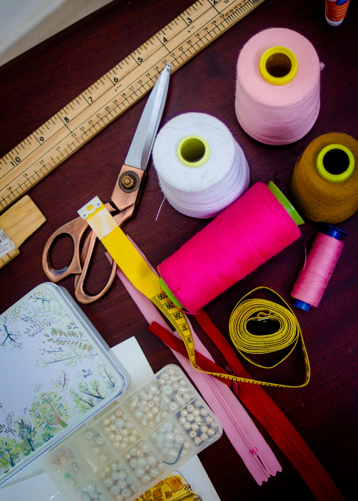 Thread spools used at Snehal Fashion Studio